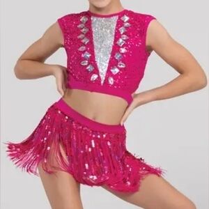 Weissman Gemstone And Fringe Dance Costume Go Get It Size IC